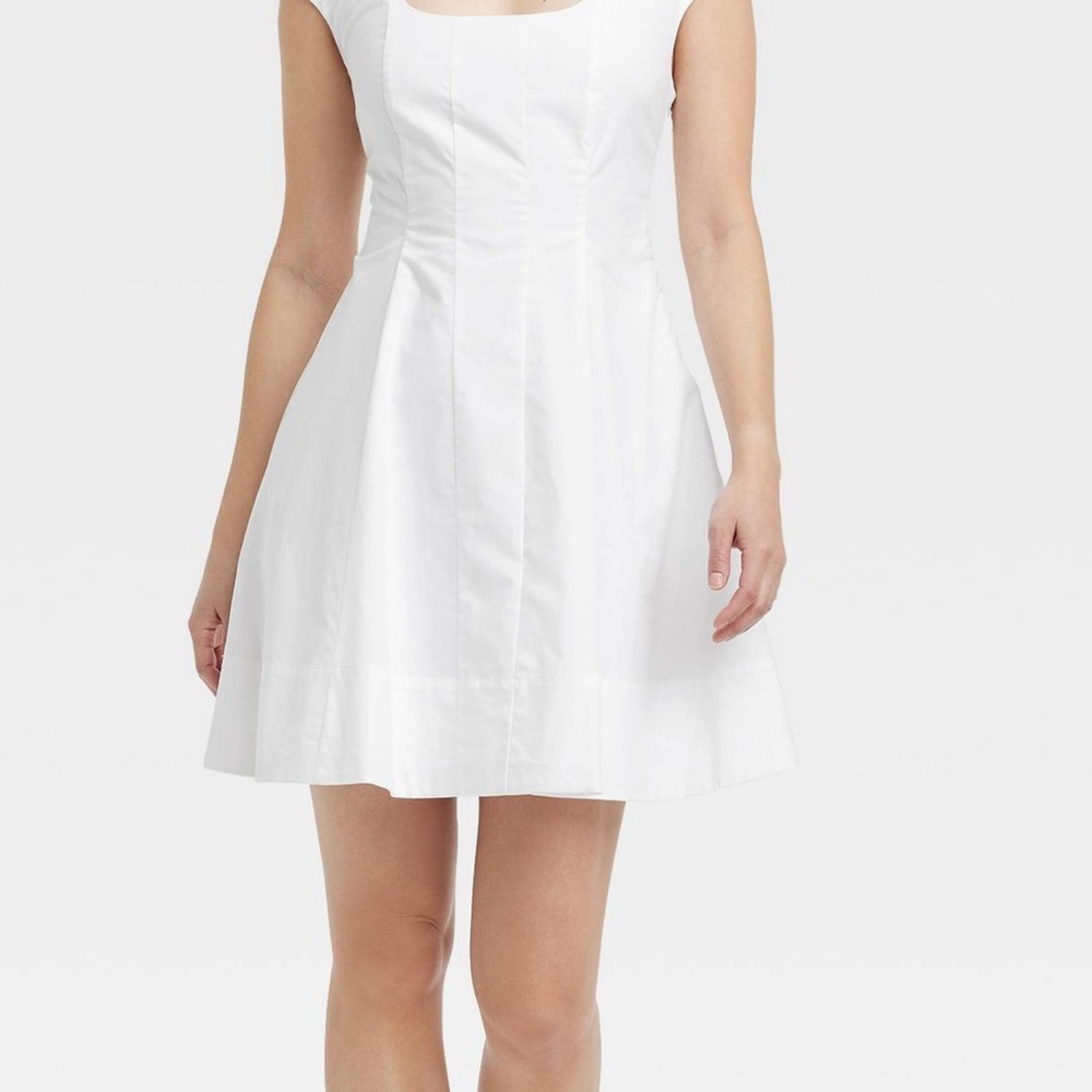Corset Woven Mini A-Line Dress - A New Day™ White 2: Cotton Poplin Size 2